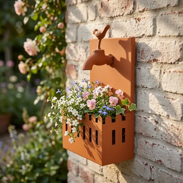 rustic-faucet-wall-planter-02 Rustic Faucet Wall Planter for Garden Decor