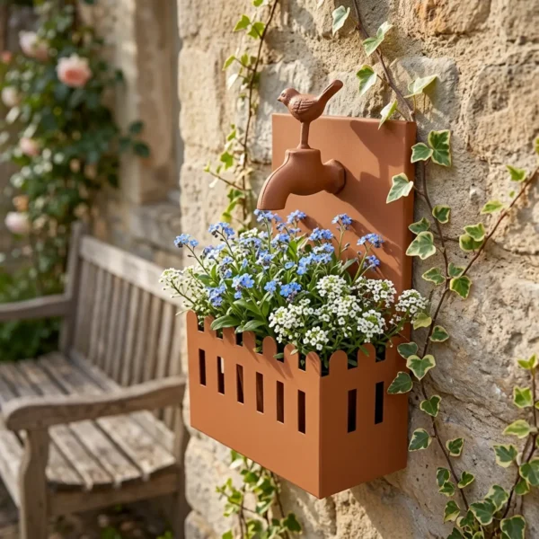 rustic-faucet-wall-planter-04 Rustic Faucet Wall Planter for Garden Decor