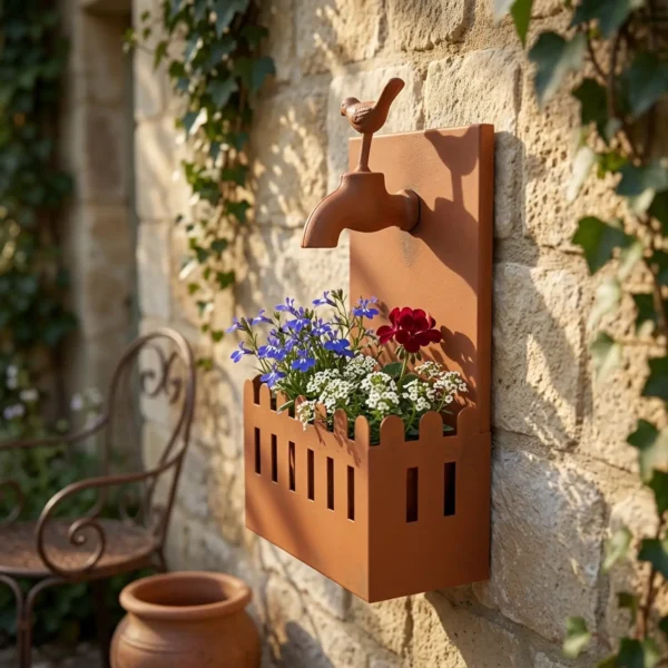 rustic-faucet-wall-planter-07 Rustic Faucet Wall Planter for Garden Decor