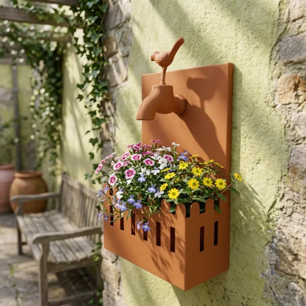 rustic-faucet-wall-planter-09 Rustic Faucet Wall Planter for Garden Decor