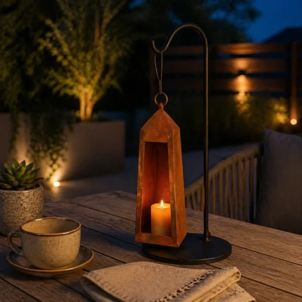 Rustic Hanging Candle Holder Lantern for Patio Decor