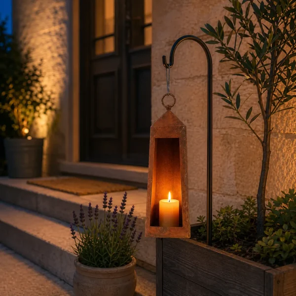 Rustic Hanging Candle Holder Lantern for Patio Decor