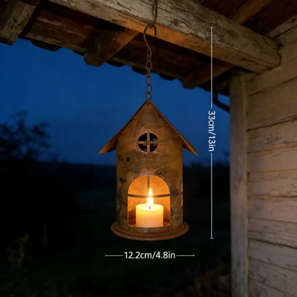 Rustic Hanging House Candle Holder Lantern