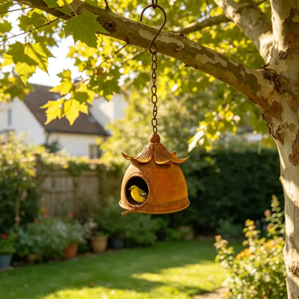 Rustic Hanging Birdhouse for Garden Birds
