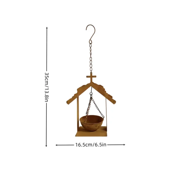 rustic-house-hanging-bird-feeder-dimensions Rustic House Hanging Bird Feeder for Garden Birds
