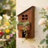 Rustic Sloped Roof House Wall Planter for Garden Decor