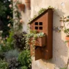 Rustic Sloped Roof House Wall Planter for Garden Decor