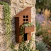 Rustic Sloped Roof House Wall Planter for Garden Decor