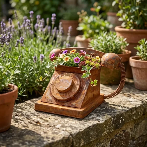 rustic-telephone-planter-06 Rustic Vintage Telephone Planter for Garden Decor