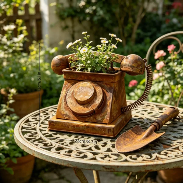 rustic-telephone-planter-08 Rustic Vintage Telephone Planter for Garden Decor