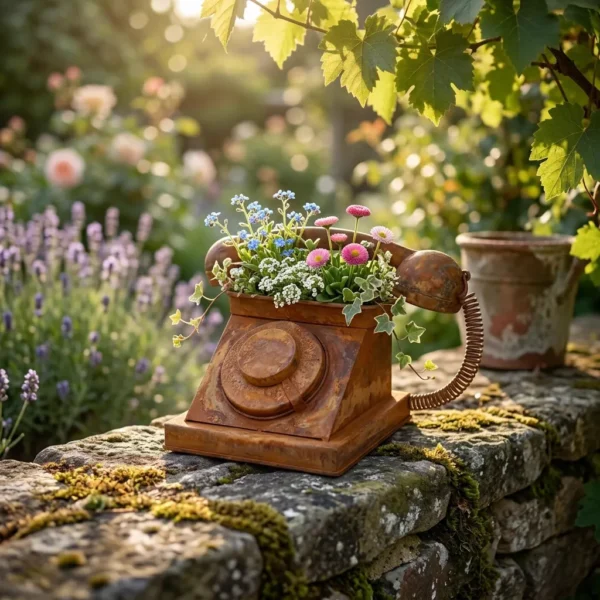 rustic-telephone-planter-09 Rustic Vintage Telephone Planter for Garden Decor