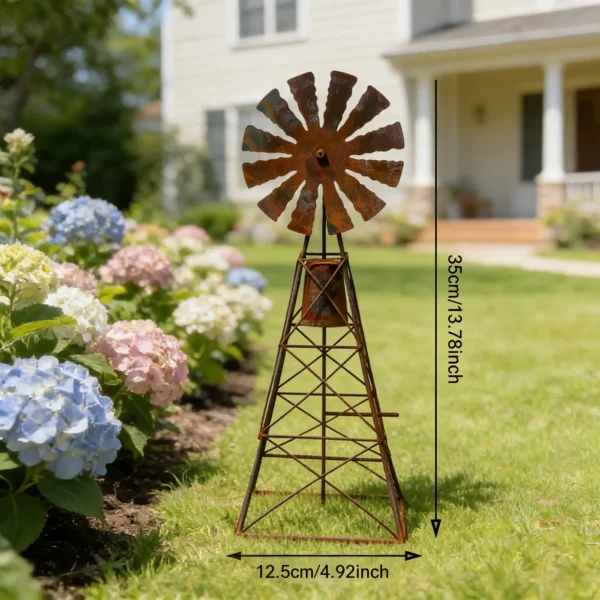 Rustic Windmill Garden Stake for Outdoor Decor