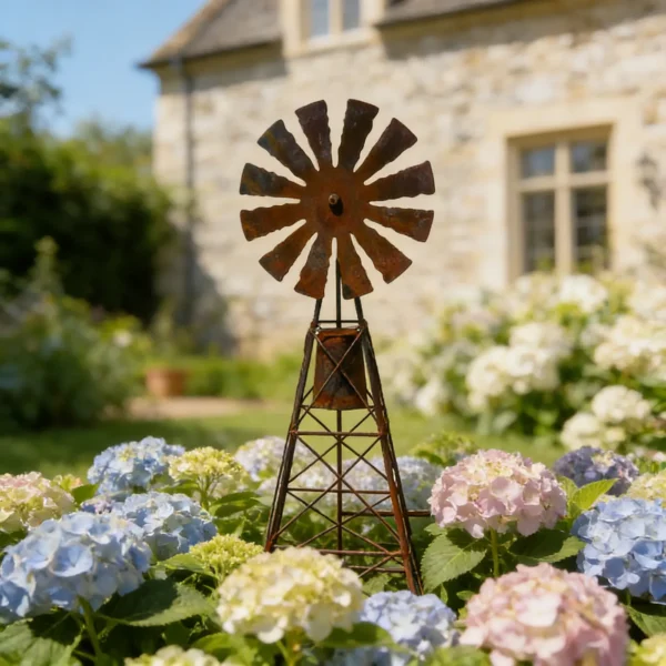 Rustic Windmill Garden Stake for Outdoor Decor