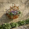 Rustic Ship Wheel Wall Planter for Outdoor Flowers