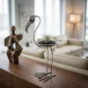 silver-crane-plant-stand-05 Silver Crane Plant Stand with Tray for Tabletop Decor