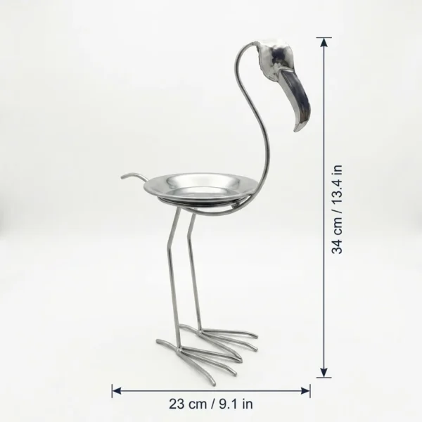 silver-crane-plant-stand-dimensions Silver Crane Plant Stand with Tray for Tabletop Decor