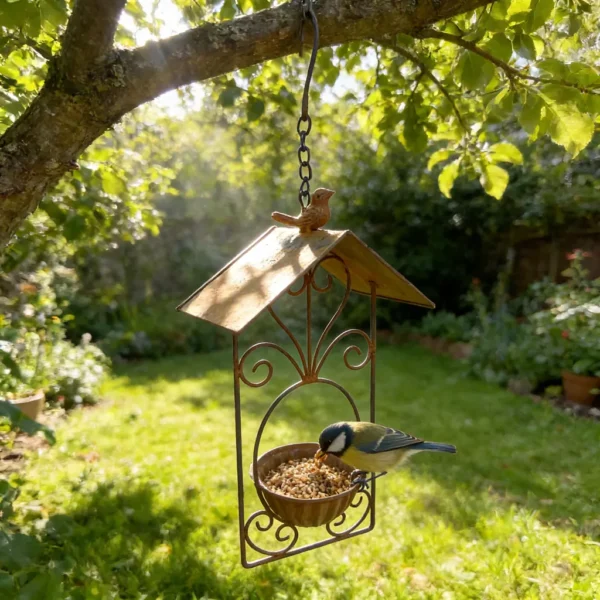 Hanging Sloped Roof Bird Feeder for Garden Birds