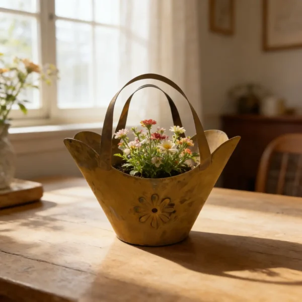 tiered-basket-planter-stand-03 Rustic Basket Planter for Garden Flowers