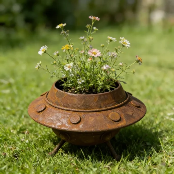 Rustic UFO Planter for Garden Decor