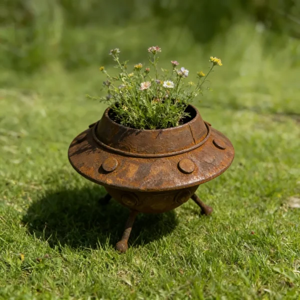 Rustic UFO Planter for Garden Decor