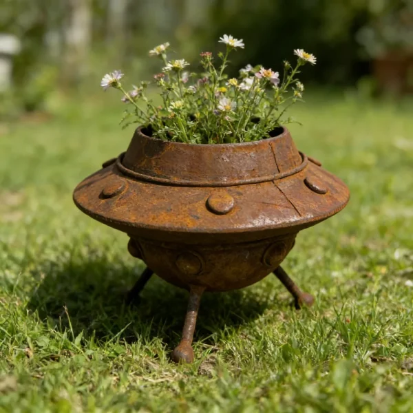 Rustic UFO Planter for Garden Decor