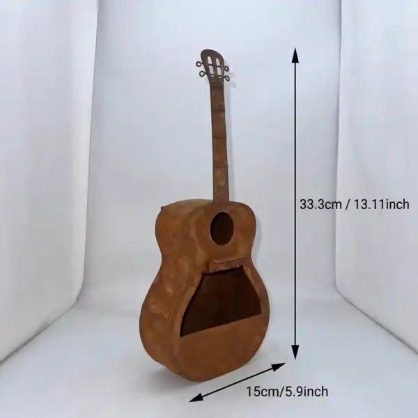 Guitar-Shaped Birdhouse Planter for Outdoor Gardens