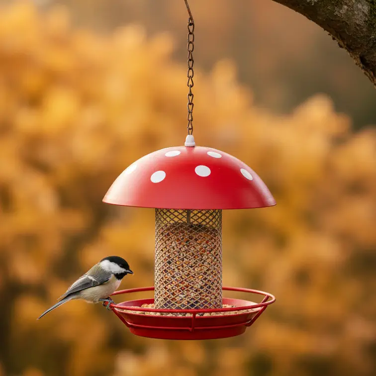 Red Mushroom Bird Feeder - Image 2