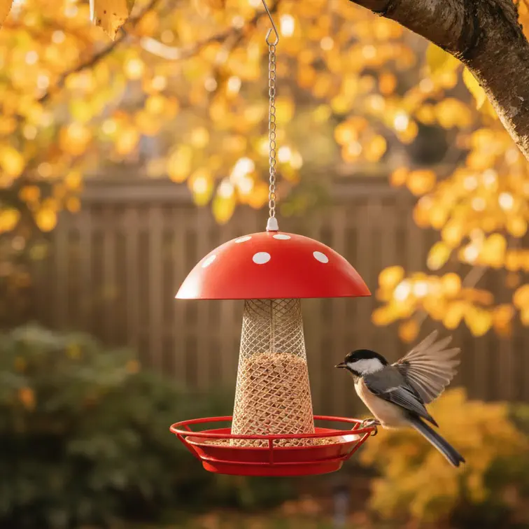 Red Mushroom Bird Feeder - Image 4