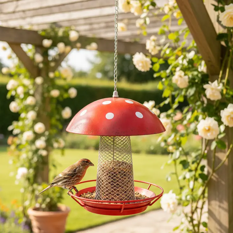 Red Mushroom Bird Feeder - Image 6