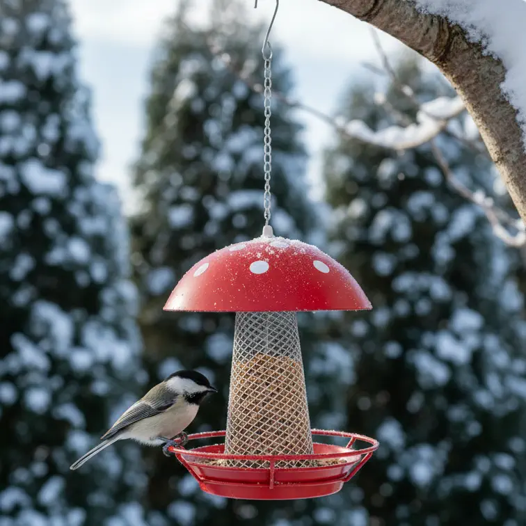 Red Mushroom Bird Feeder - Image 9