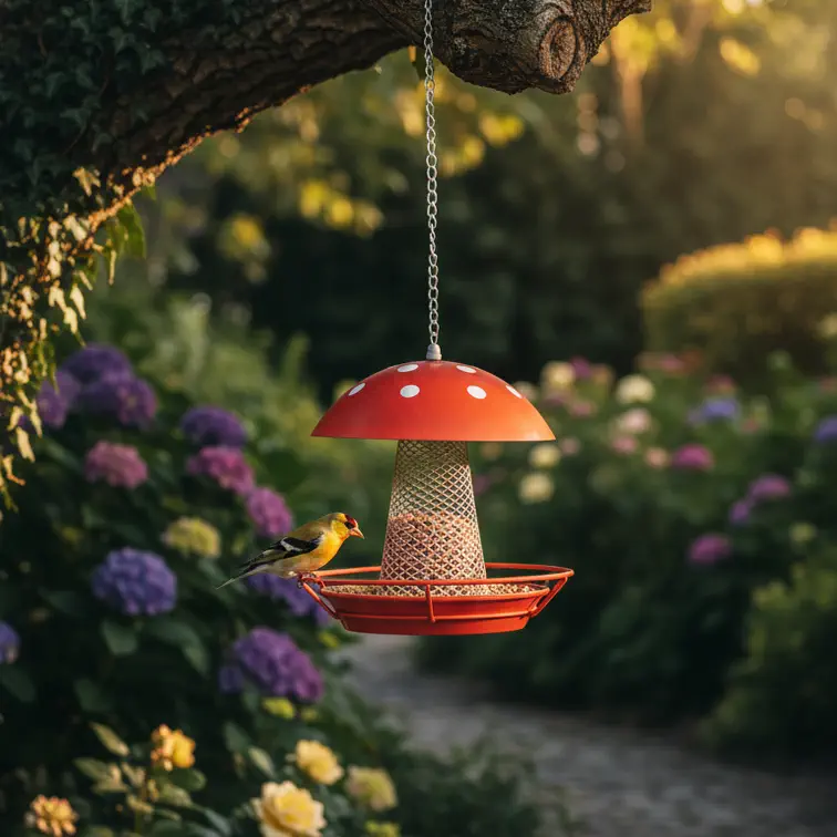 Red Mushroom Bird Feeder - Image 10