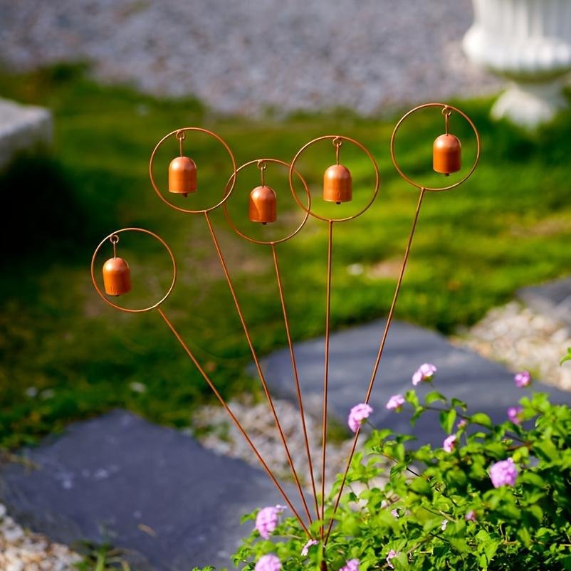 Rustic Five-Bell Garden Stake - Image 3