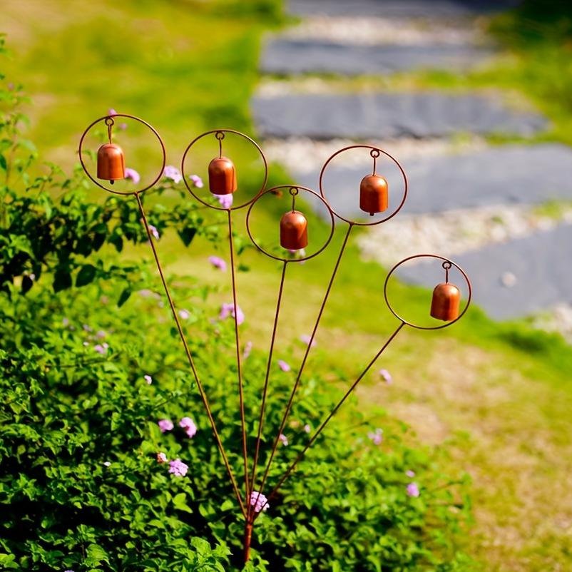 Rustic Five-Bell Garden Stake - Image 4