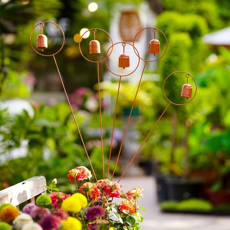 Rustic Five-Bell Garden Stake - Image 7