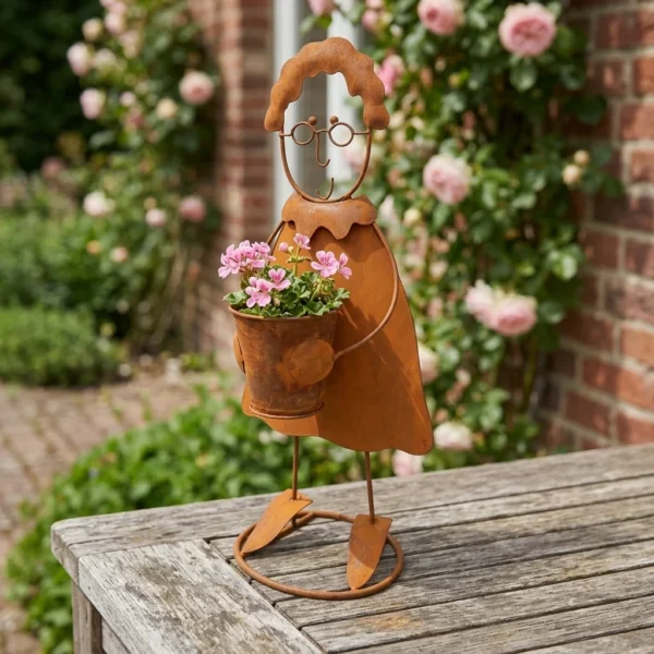 figure-planter-04 Rustic Iron Figure Planter for Garden and Patio Decor