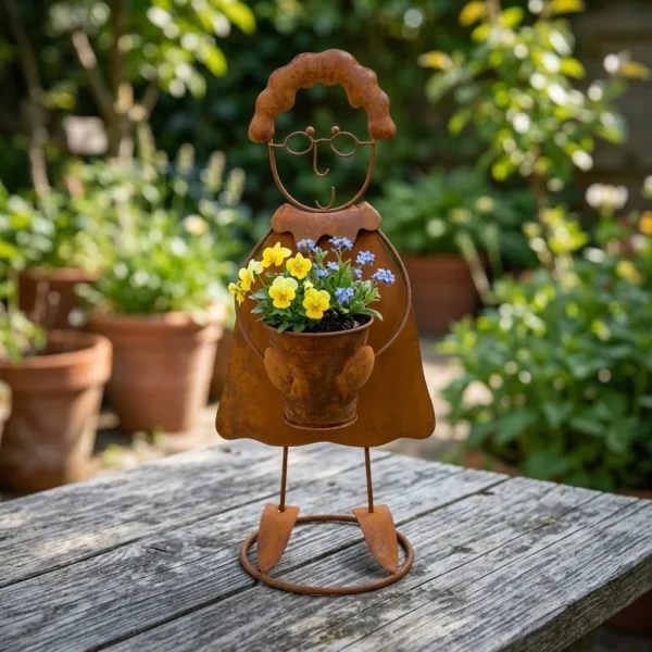 figure-planter-05 Rustic Iron Figure Planter for Garden and Patio Decor