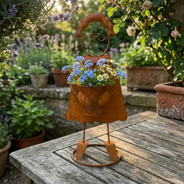 figure-planter-06 Rustic Iron Figure Planter for Garden and Patio Decor