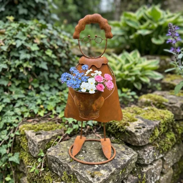 figure-planter-07 Rustic Iron Figure Planter for Garden and Patio Decor