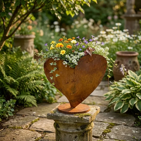 heart-window-planter-02 Rustic Heart-Shaped Planter Box for Garden and Patio Decor