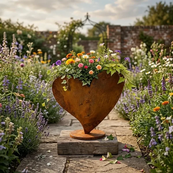 heart-window-planter-04 Rustic Heart-Shaped Planter Box for Garden and Patio Decor