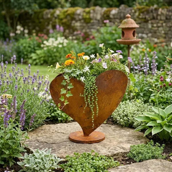 heart-window-planter-06 Rustic Heart-Shaped Planter Box for Garden and Patio Decor