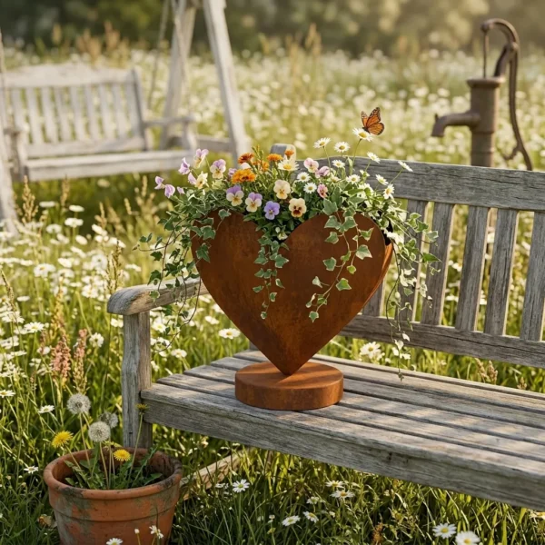 heart-window-planter-08 Rustic Heart-Shaped Planter Box for Garden and Patio Decor