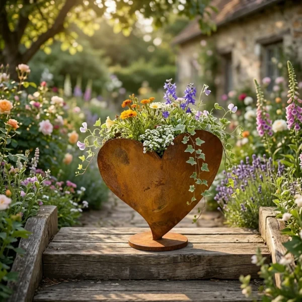 heart-window-planter-09 Rustic Heart-Shaped Planter Box for Garden and Patio Decor