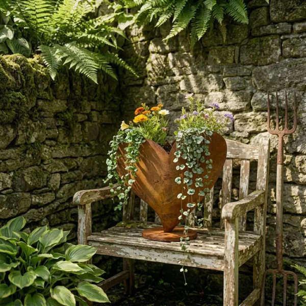heart-window-planter-10 Rustic Heart-Shaped Planter Box for Garden and Patio Decor