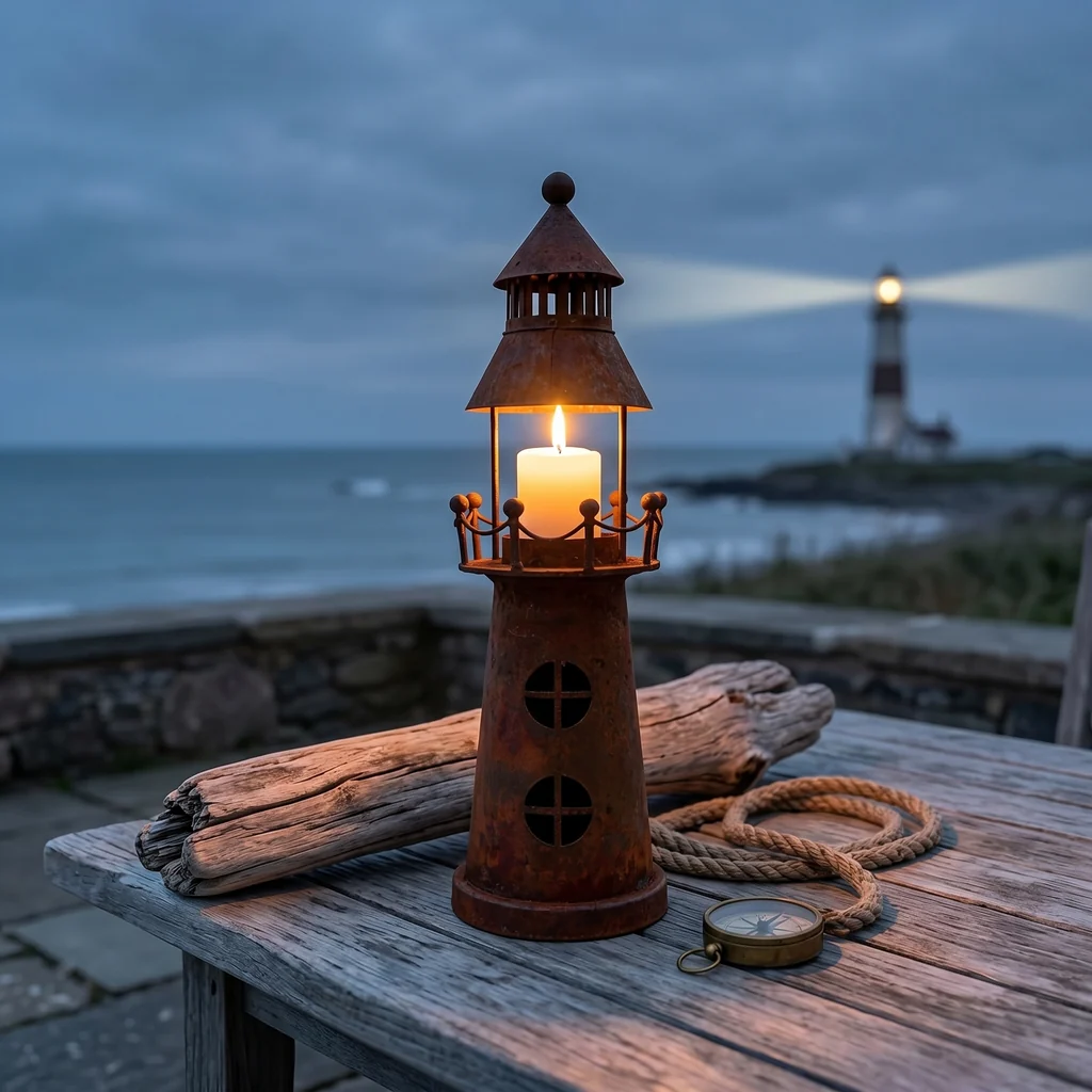 Rustic Lighthouse Garden Statue for Outdoor Decor - Image 4