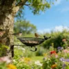 Black mesh bird feeder tray for outdoor gardens