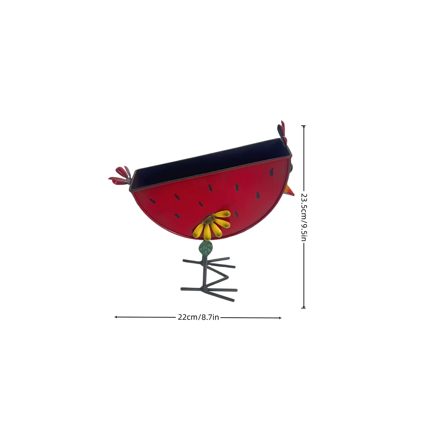 Painted Watermelon Chicken Planter for Garden Decor - Image 10