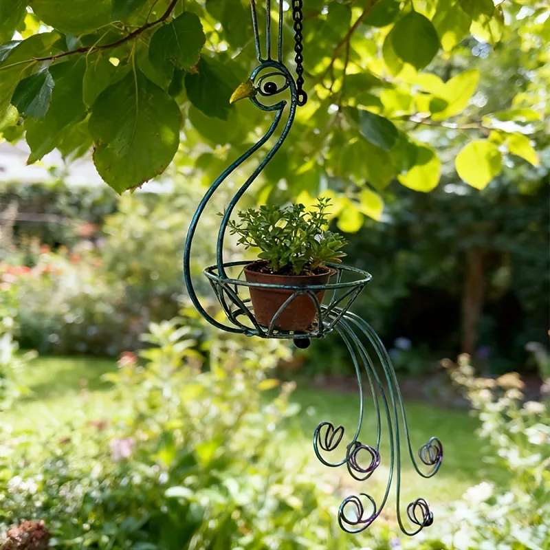 Peacock Hanging Planter Pot Holder for Garden Decor - Image 2