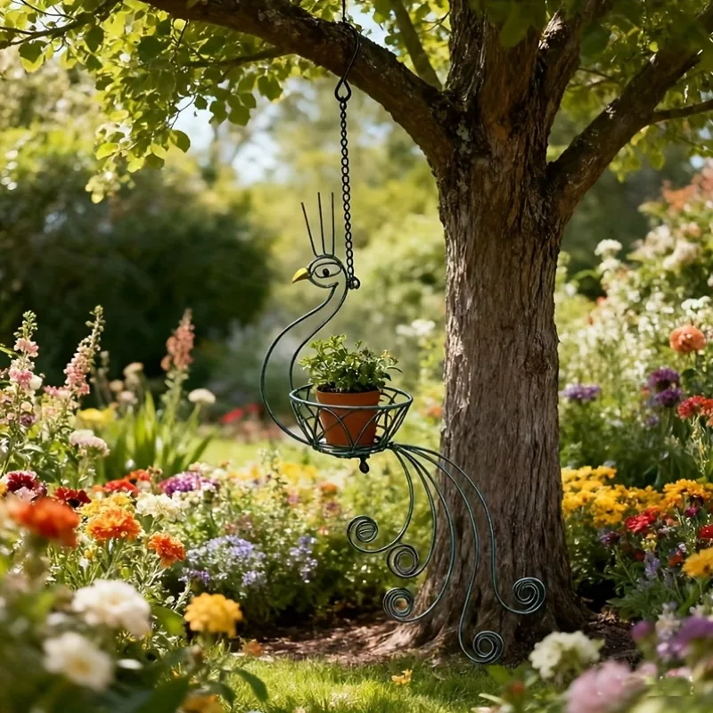 Peacock Hanging Planter Pot Holder for Garden Decor - Image 4