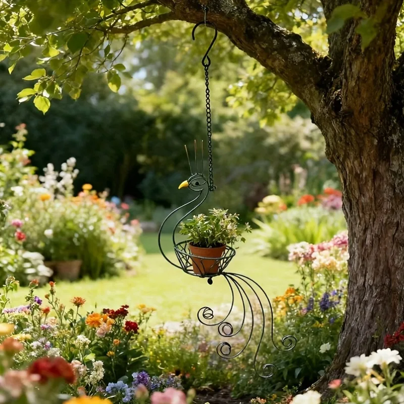 Peacock Hanging Planter Pot Holder for Garden Decor - Image 5